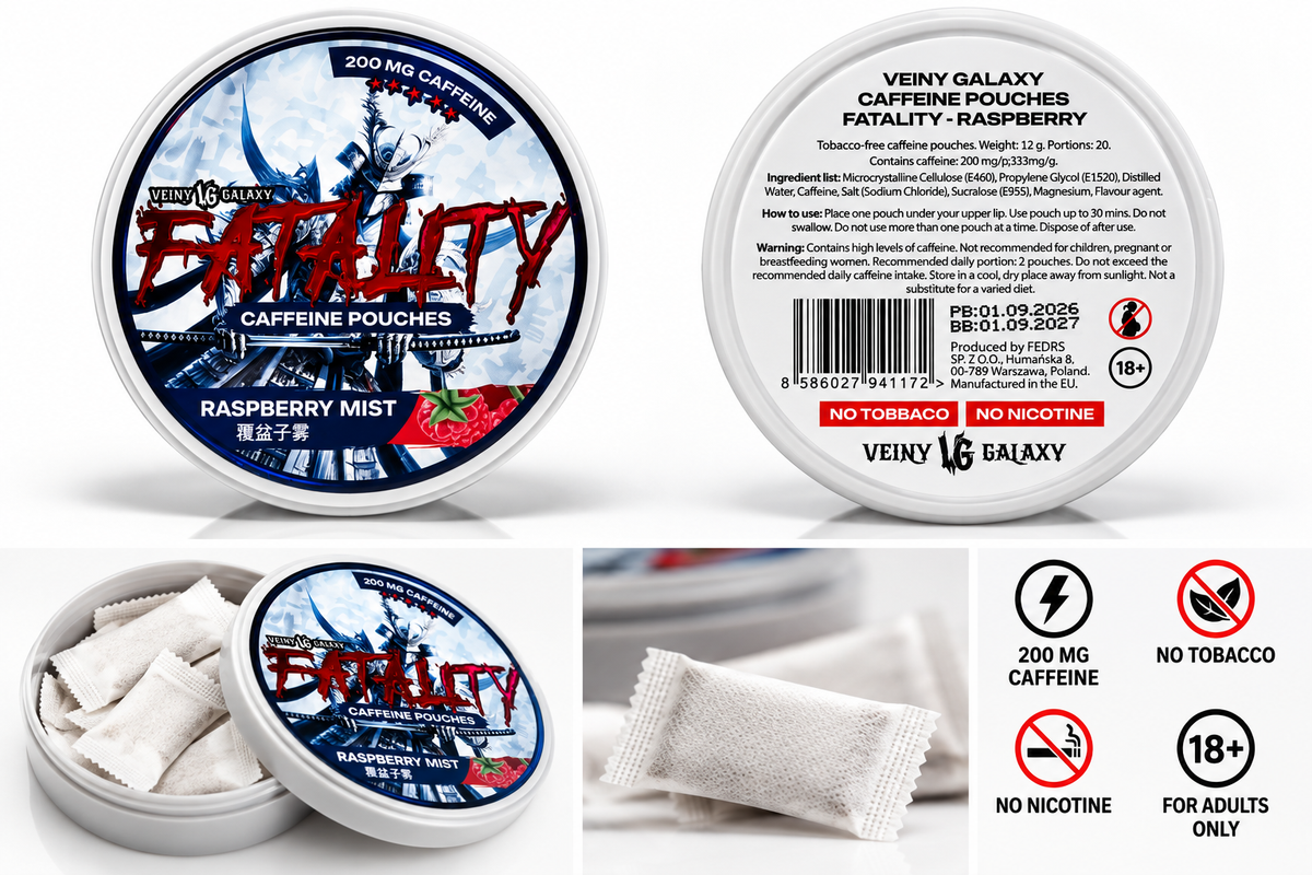 Veiny Galaxy Fatality Raspberry Mist – Caffeine Pouches