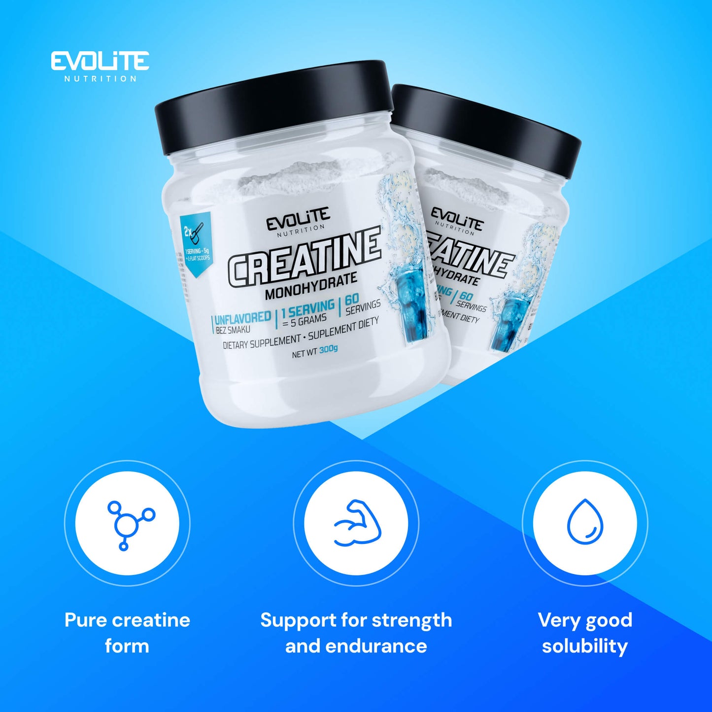 Evolite Nutrition Creatine Monohydrate 300g Unflavoured