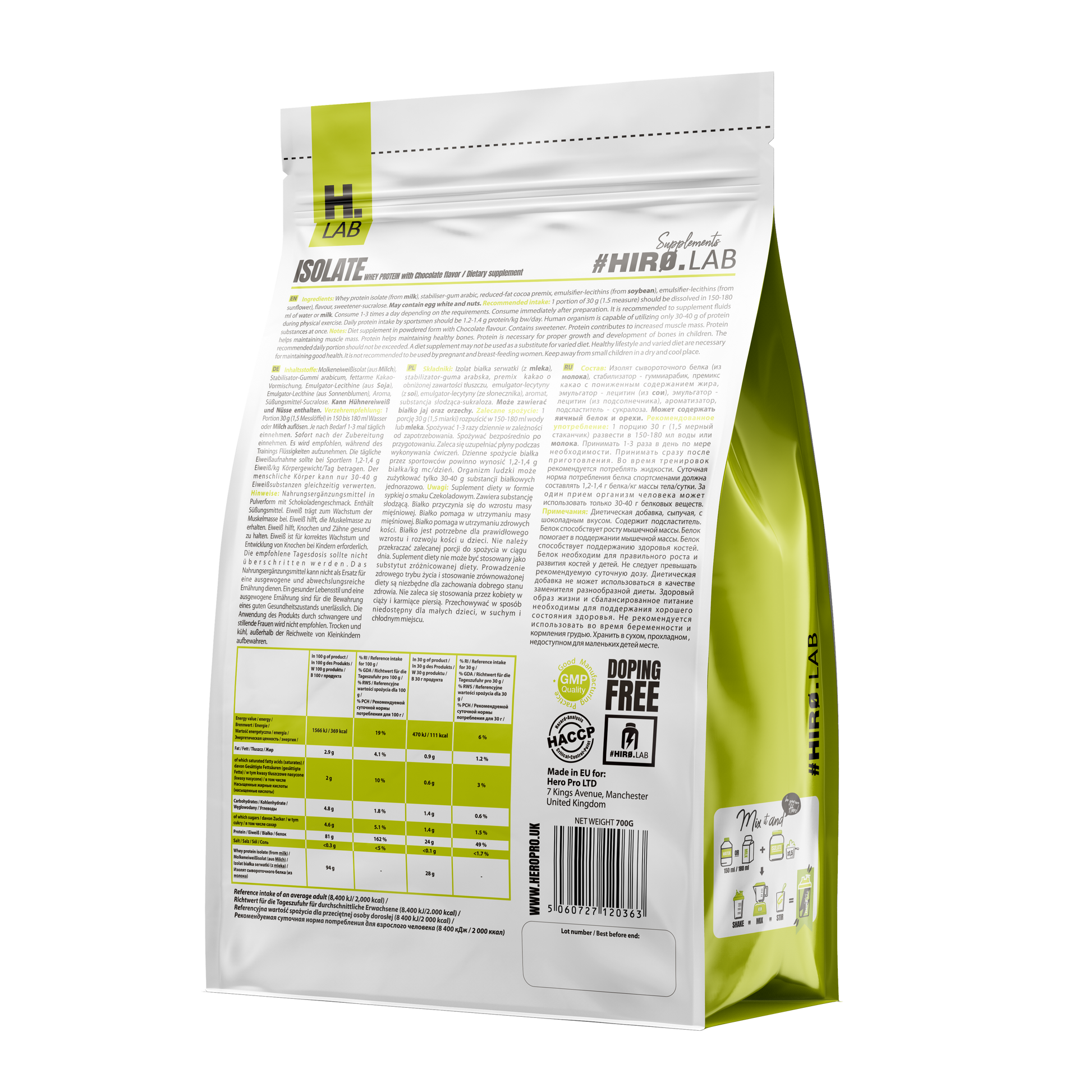 Hiro Lab Whey Protein Isolate 700g (Nachzug)