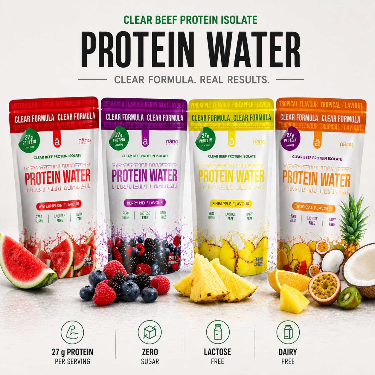 Nano Supps Clear Beef Protein Isolate Protein Water 450g